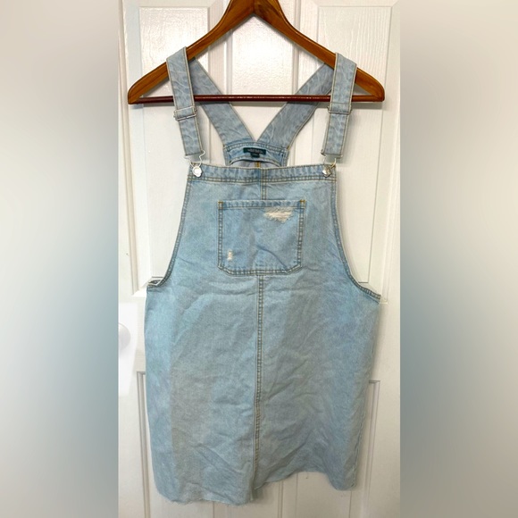 NWT Wild Fable Distressed Denim Overalls Dress Light Wash/Size XL - Picture 2 of 5